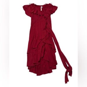 Vintage Elegant Red Ruffle wrap Dress 💃🏻